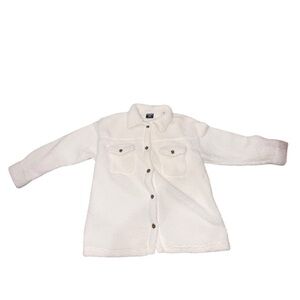 32 Degrees White Button-Up Cozy Fleece Sherpa Jacket Size M/L